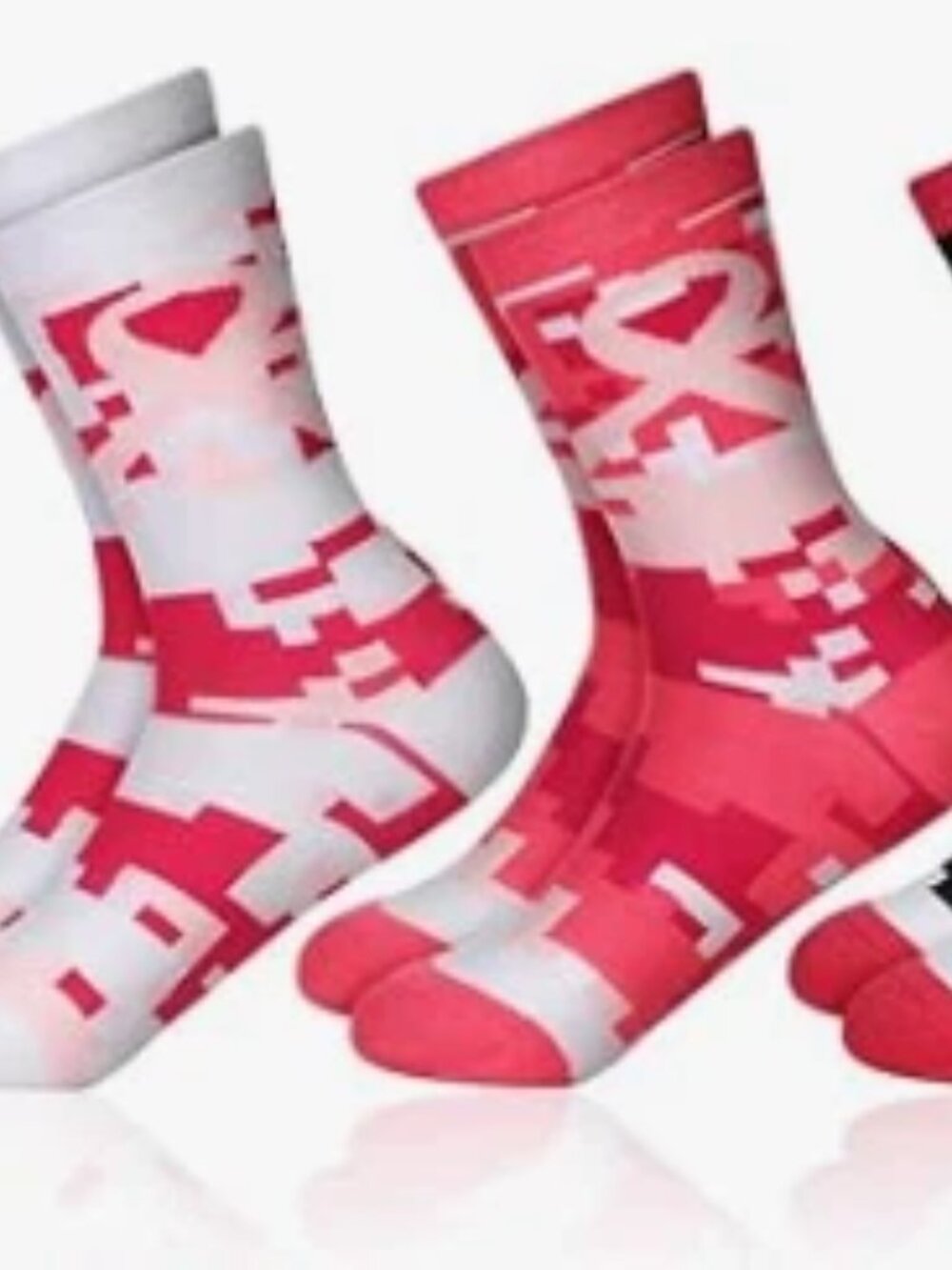 Suhine 6 Pairs Breast Cancer Awareness Socks for Women Pink Ribbon Polyester C
